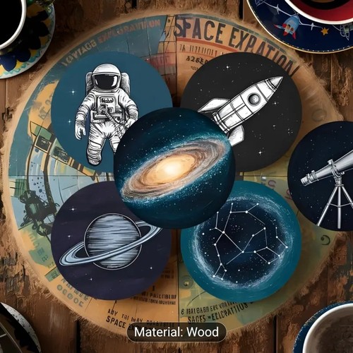 Pieces space themed wooden - space,