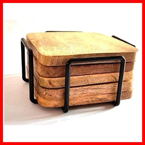 Set wooden coasters with - set,