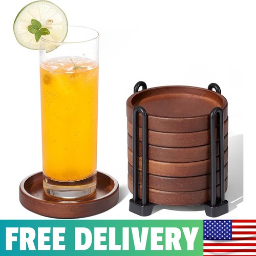 Set wooden coasters with - set,