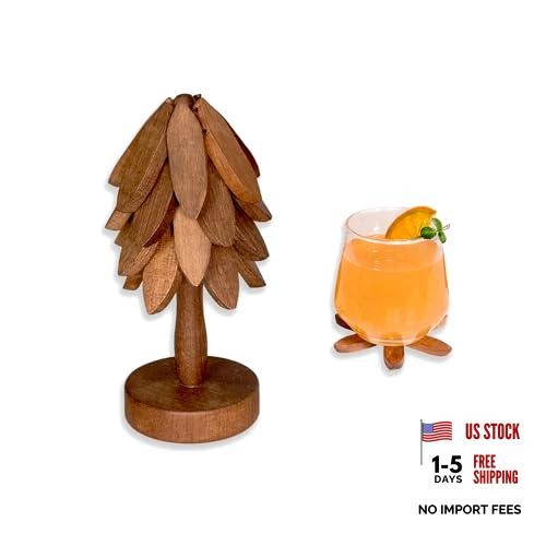 Wooden tree shaped coasters - tree-shaped,