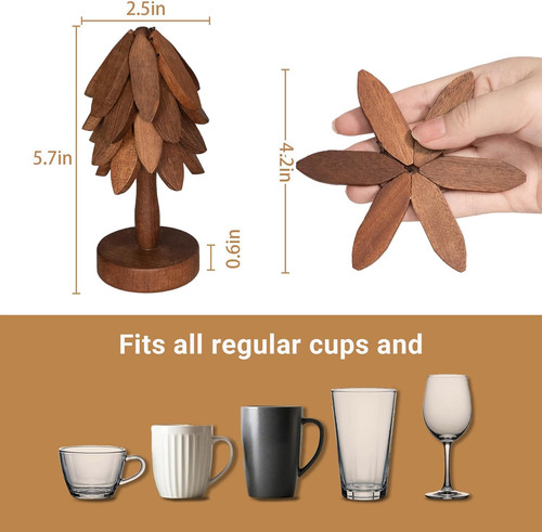 Wooden tree shaped coasters - tree-shaped,