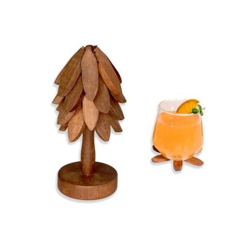 Wooden tree shaped coasters - wooden, tree-shaped
