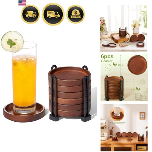 Set wooden coasters with - 6,