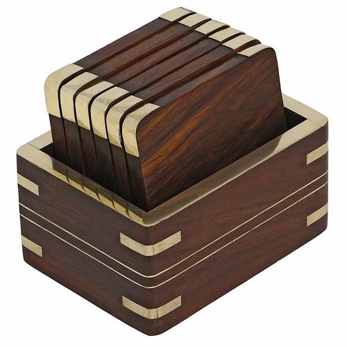 Wooden drink coasters set - set, 6