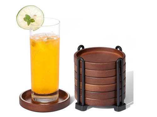 Set wooden coasters with - 6,