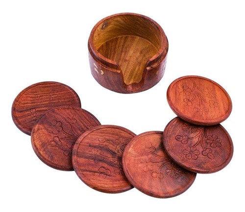 Natural wooden bamboo coaster - wooden,