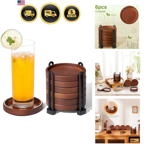 Set wooden coasters with - 6,