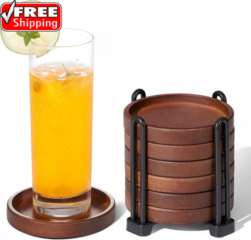 Set wooden coasters with - coasters,