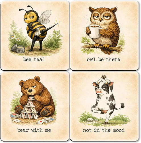 Wooden coaster set funny - coaster,