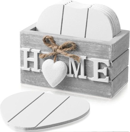Wooden heart coasters - wooden, 6