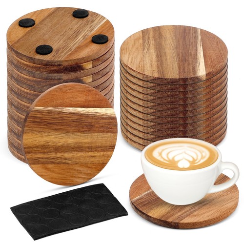 24pcs wood coasters round - 24pcs,