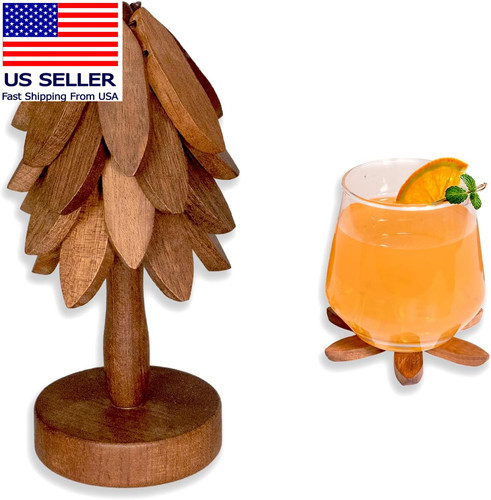 Wooden tree shaped coasters - wooden,
