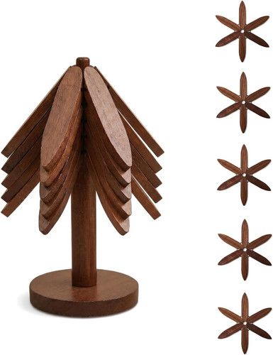 Wooden coasters 5pcs with - wooden,