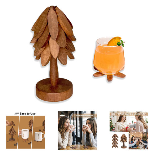 Wooden tree coasters set for - tree,