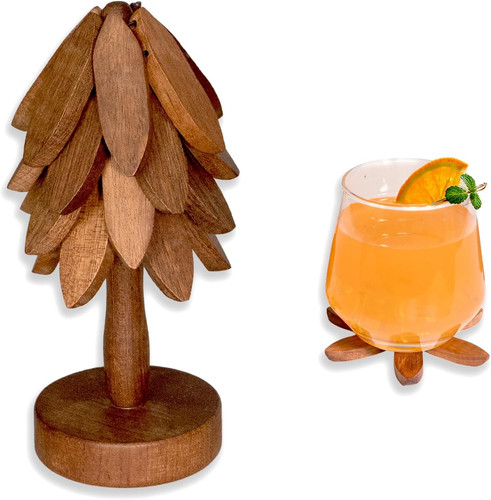 Wooden tree shaped coasters - tree-shaped,
