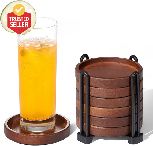 Set wooden coasters - 6, with