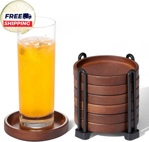 Set wooden coasters with - set,