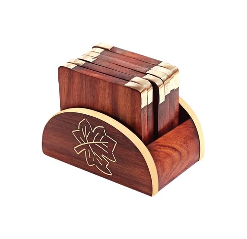 Wooden drink coasters table - wooden,