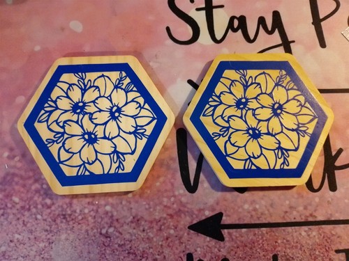 Set wooden hexagon floral - hexagon,