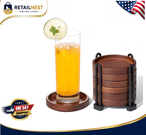 Set wooden coasters with - set,